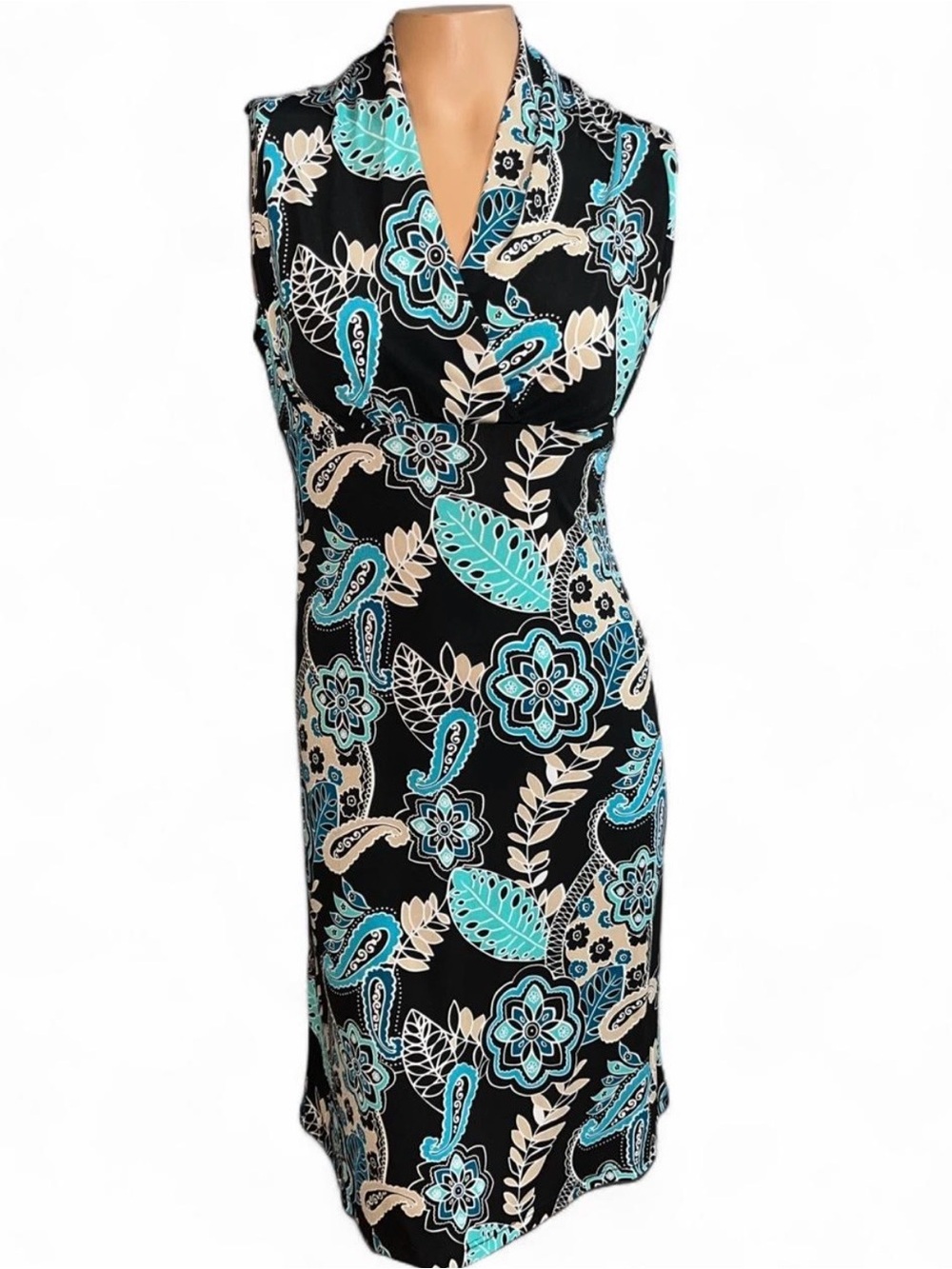 Vintage Perception Y2K Paisley Floral V-Neck Midi Dress PS